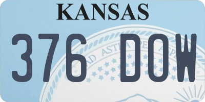 KS license plate 376DOW