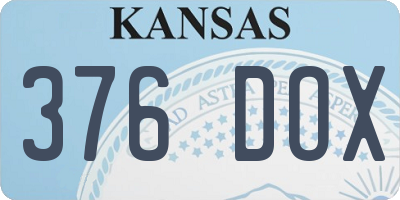 KS license plate 376DOX