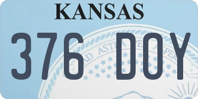 KS license plate 376DOY