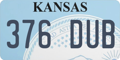 KS license plate 376DUB
