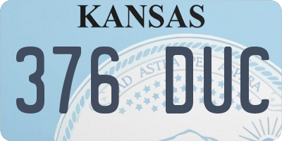 KS license plate 376DUC