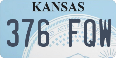 KS license plate 376FQW