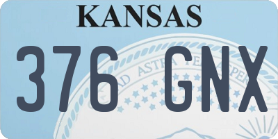 KS license plate 376GNX
