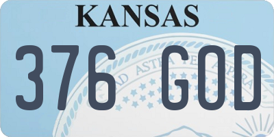 KS license plate 376GOD