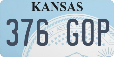 KS license plate 376GOP