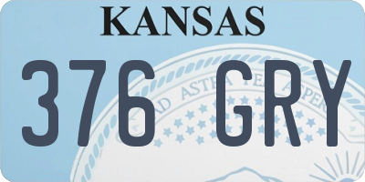 KS license plate 376GRY