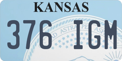 KS license plate 376IGM