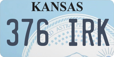 KS license plate 376IRK