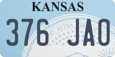 KS license plate 376JAO