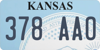 KS license plate 378AAO