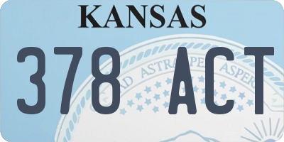KS license plate 378ACT