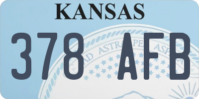 KS license plate 378AFB