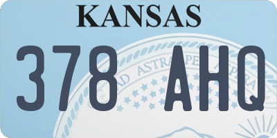 KS license plate 378AHQ