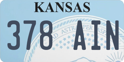 KS license plate 378AIN