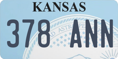 KS license plate 378ANN