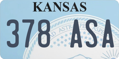 KS license plate 378ASA