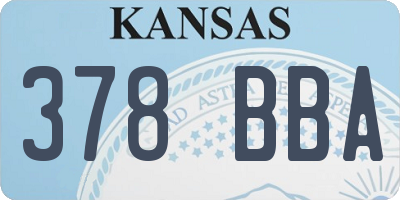 KS license plate 378BBA