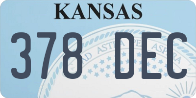 KS license plate 378DEC