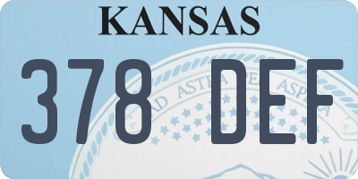 KS license plate 378DEF