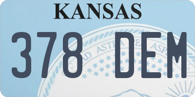 KS license plate 378DEM