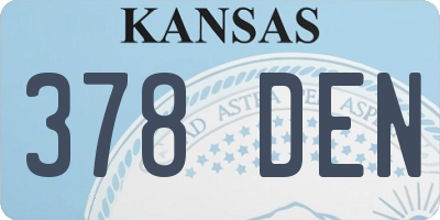 KS license plate 378DEN