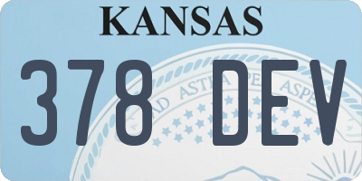 KS license plate 378DEV