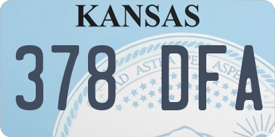 KS license plate 378DFA