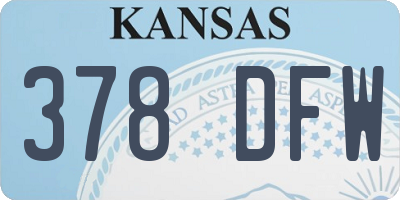 KS license plate 378DFW