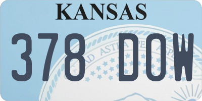 KS license plate 378DOW