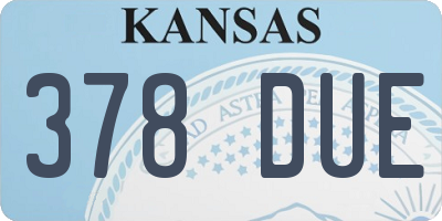 KS license plate 378DUE