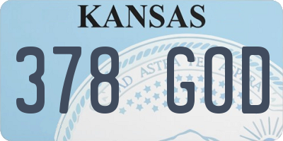 KS license plate 378GOD