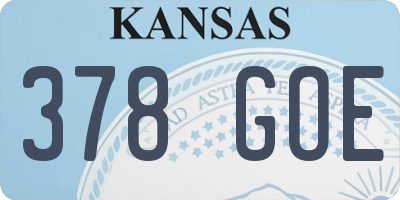 KS license plate 378GOE