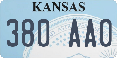 KS license plate 380AAO