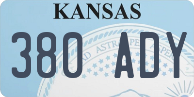 KS license plate 380ADY