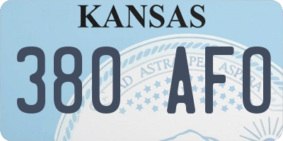 KS license plate 380AFO
