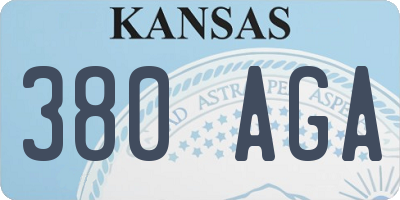 KS license plate 380AGA