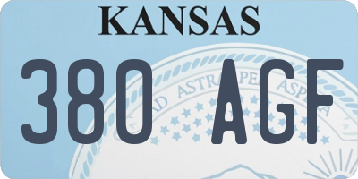 KS license plate 380AGF