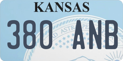 KS license plate 380ANB