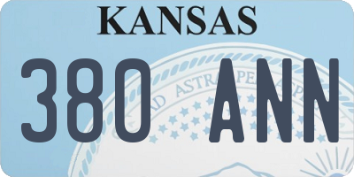 KS license plate 380ANN