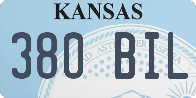 KS license plate 380BIL