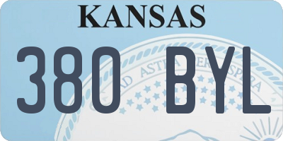 KS license plate 380BYL