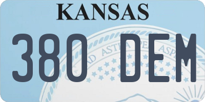 KS license plate 380DEM