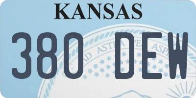 KS license plate 380DEW