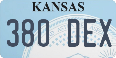 KS license plate 380DEX