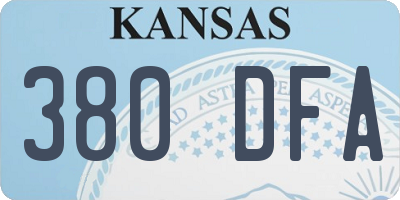KS license plate 380DFA