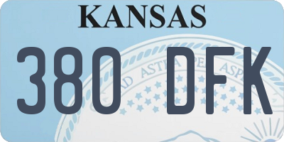 KS license plate 380DFK