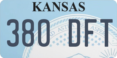 KS license plate 380DFT
