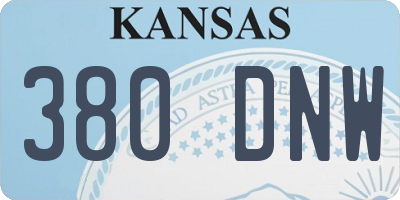 KS license plate 380DNW