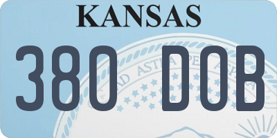 KS license plate 380DOB