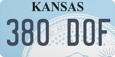 KS license plate 380DOF
